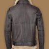Stylish brown leather jacket adorned with a plush shearling collar