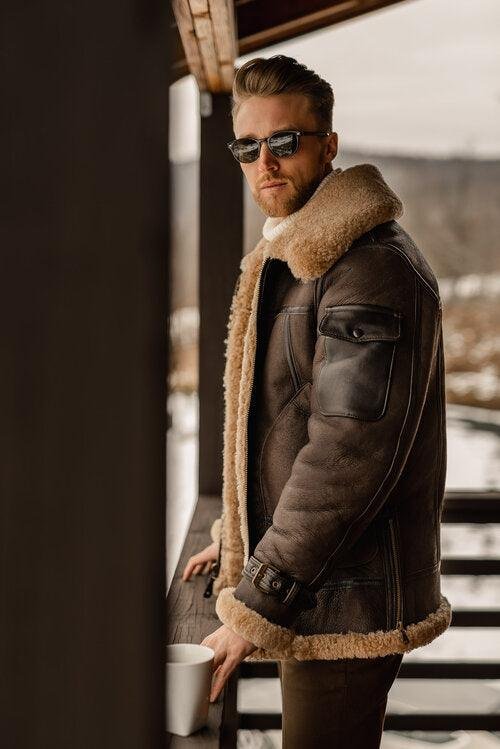 brown shearling jacket