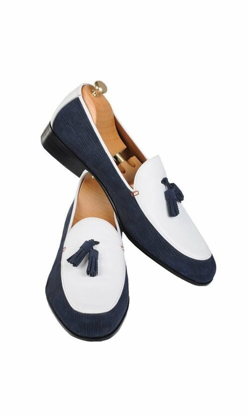 Elegant Blue White Loafers