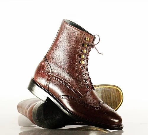 Men Brown Pebbled Leather