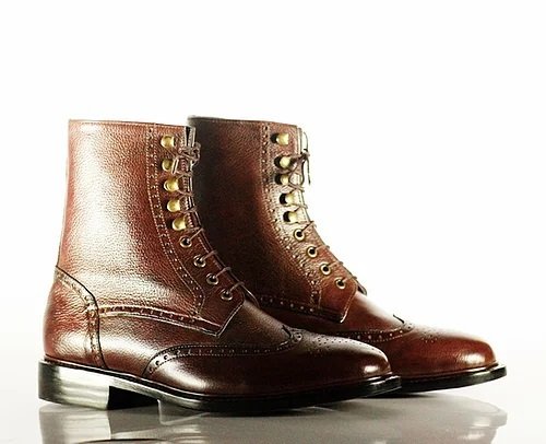 Men Brown Pebbled Leather