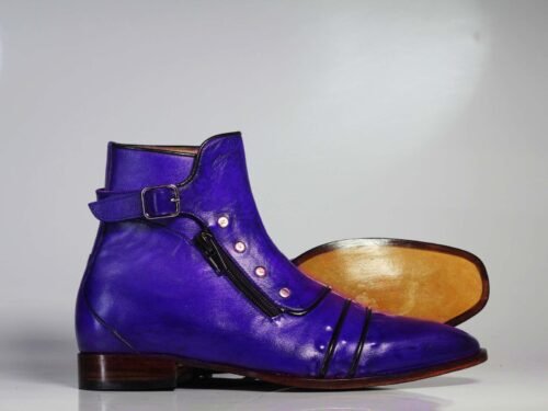 Purple Ankle High Boots