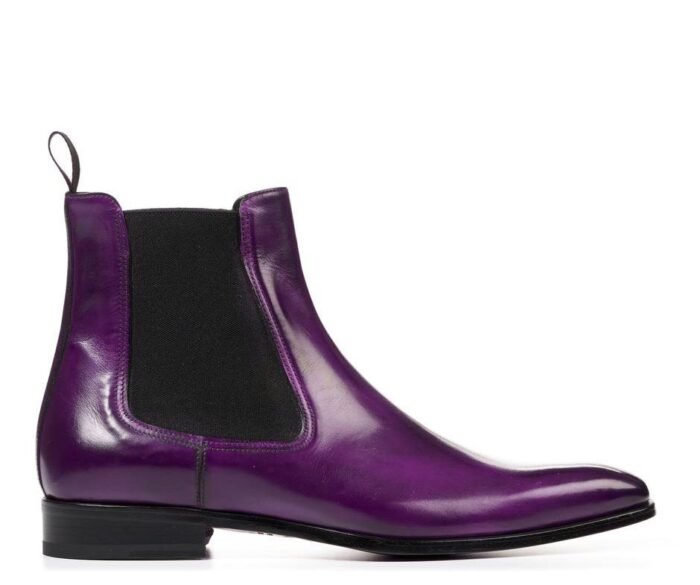 Men's Purple Leather Chelsea