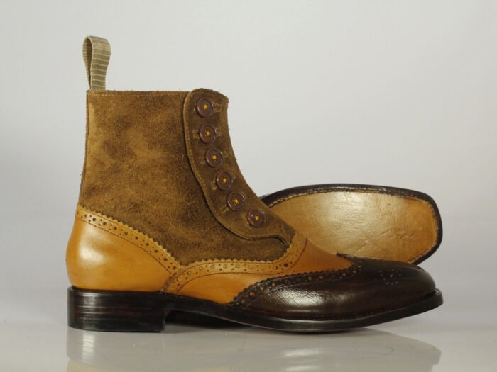 Men Tan Brown Wing Tip Brogue Boots