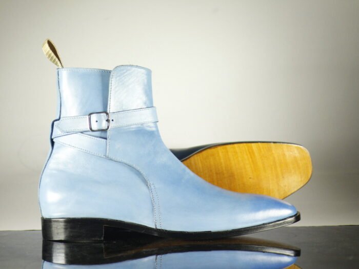 Blue Jodhpur Buckle Boots
