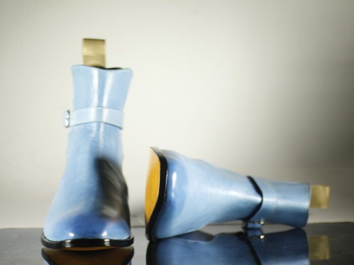 Blue Jodhpur Buckle Boots