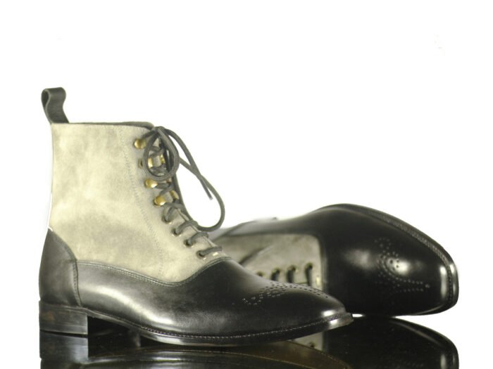 Leather Suede Brogue Boots