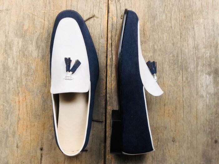 Elegant Blue White Loafers