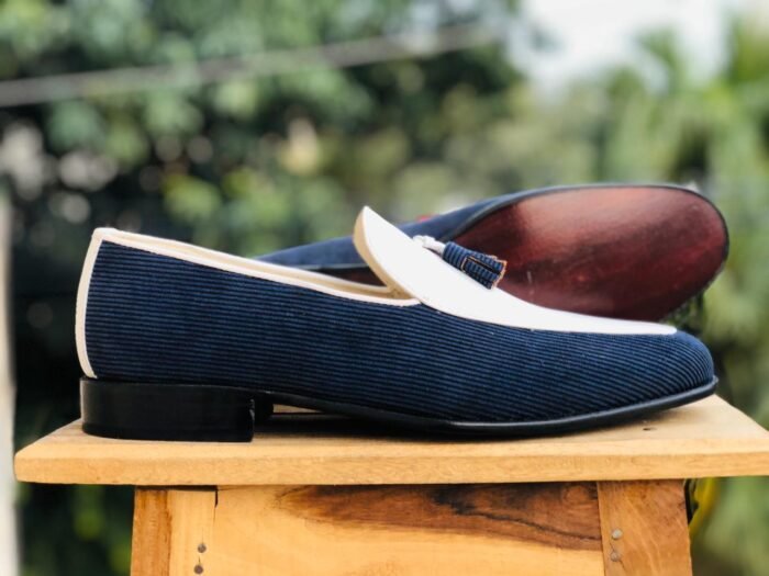 Elegant Blue White Loafers
