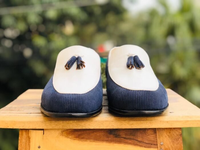 Elegant Blue White Loafers