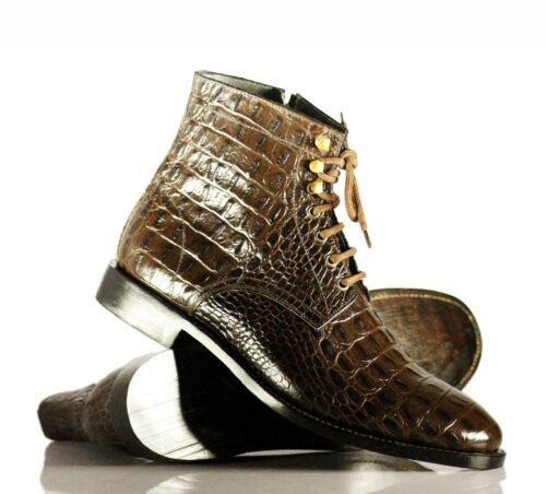 Alligator Textured Ankle Boots