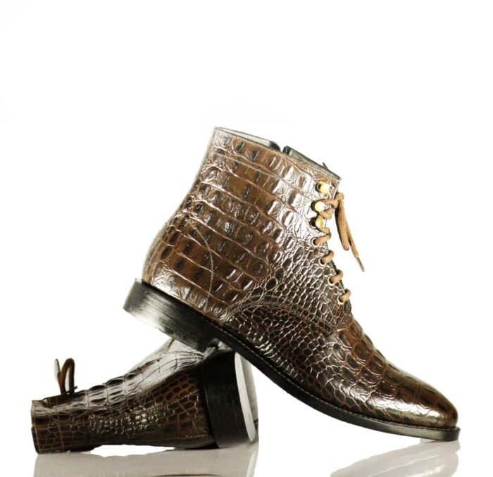 Alligator Textured Ankle Boots