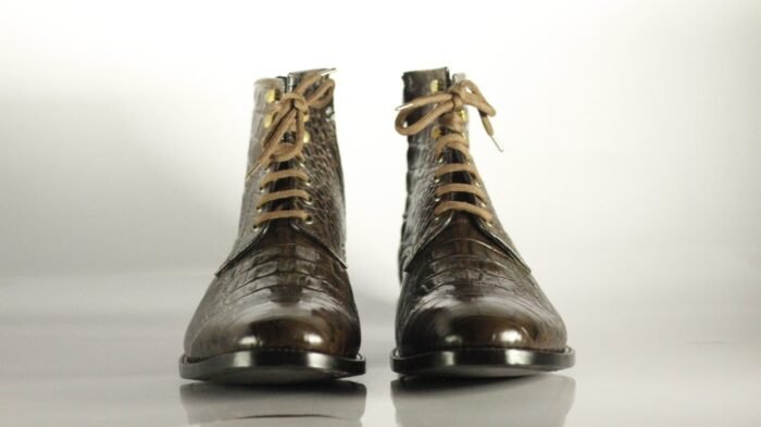 Alligator Textured Ankle Boots