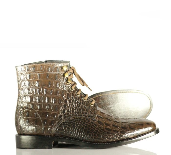 Alligator Textured Ankle Boots