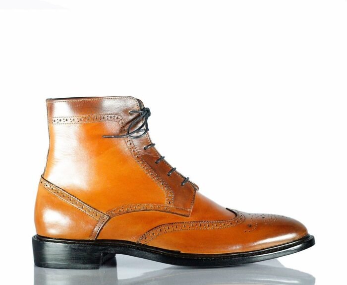 Leather Brogue Up Boots