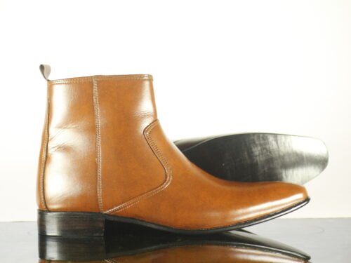Leather Side Zipper Boots