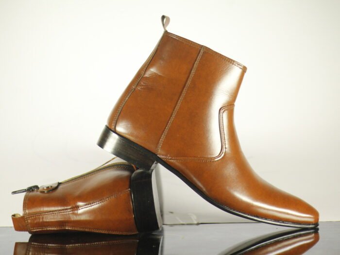 Leather Side Zipper Boots