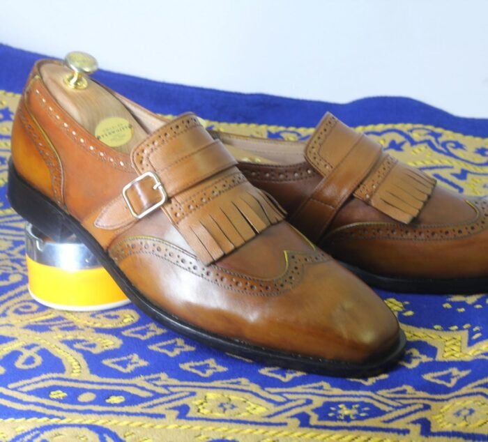 Brown Fringe Leather Shoes