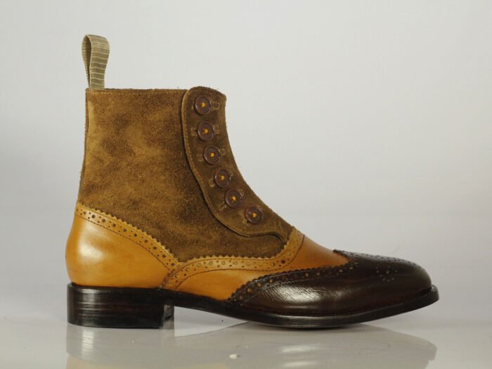 Men Tan Brown Wing Tip Brogue Boots