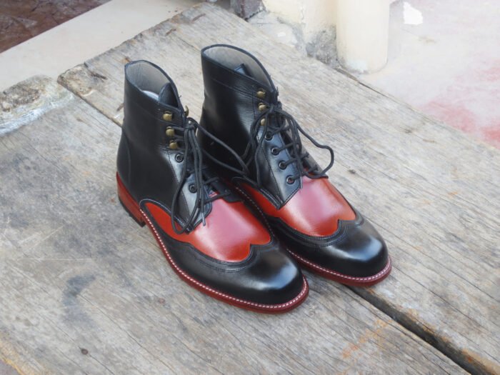 Black Brown Leather Boots