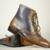 stylish brown and purple leather boots