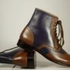 stylish brown and purple leather boots