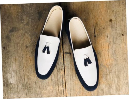 Elegant Blue White Loafers