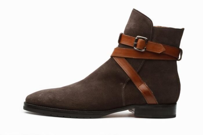 Men Leather Ankle Boot Jodhpur Brown Buckle Premium Quality - Image 2