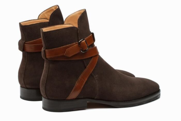 Men Leather Ankle Boot Jodhpur Brown Buckle Premium Quality - Image 4