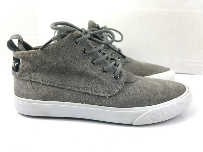 Men leather Ankle Boot Sperry Cutwater Chukka Grey Suede Lace Up Shoes - Image 3