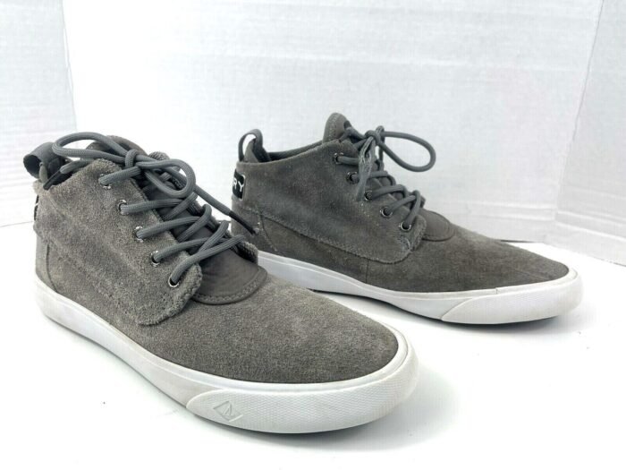 Men leather Ankle Boot Sperry Cutwater Chukka Grey Suede Lace Up Shoes - Image 4