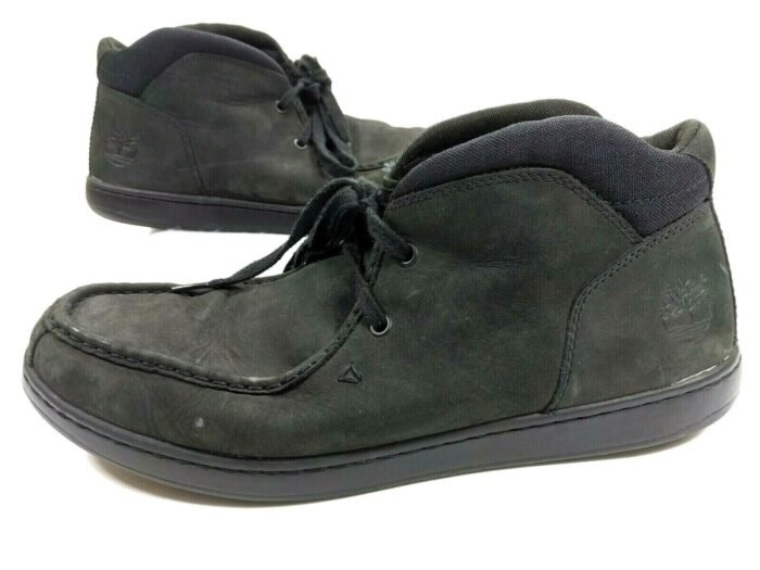 Men Leather Ankle Boot Timberland Cupsole Chukka Green Black Boot - Image 4
