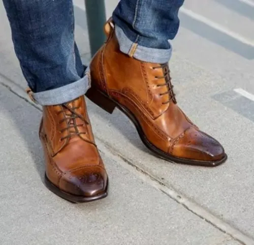 Men Leather Ankle Boot