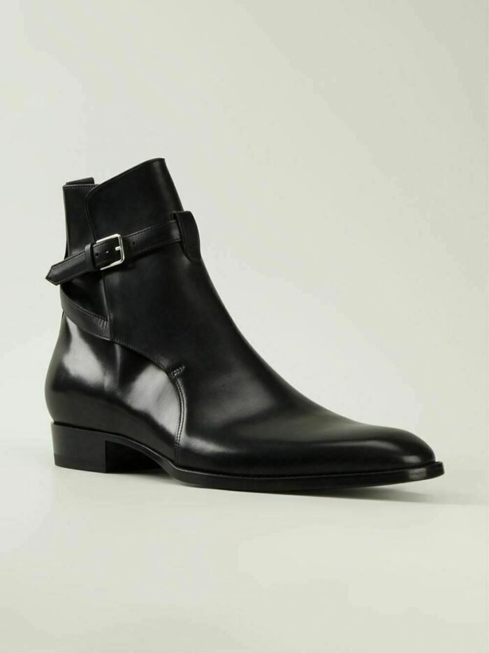 Men Handmade Ankle Boot Jodhpurs Men Black High Leather boot - Image 2