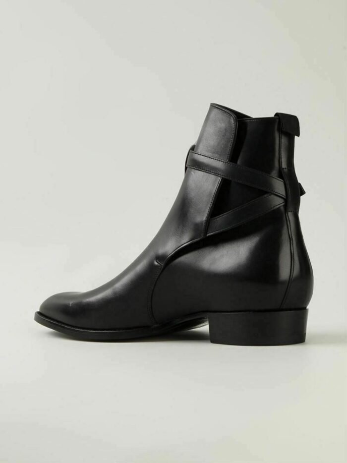 Men Handmade Ankle Boot Jodhpurs Men Black High Leather boot - Image 3