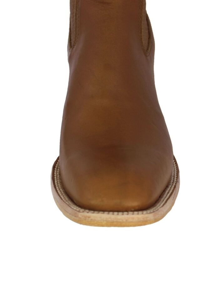 Men Leather Ankle Boot Honey Brown Chelsea Cowboy Dress Solid - Image 4