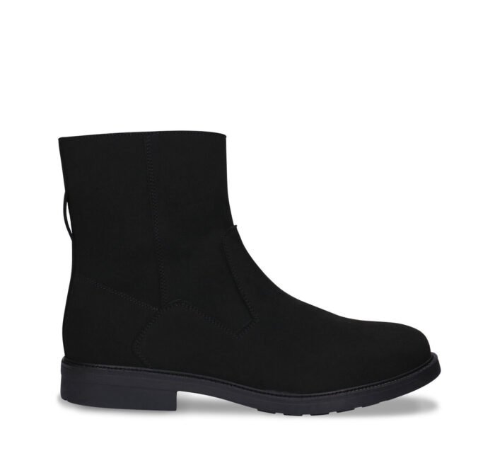 Men leather ankle boot black vegan zip confident booty style flat - Image 4